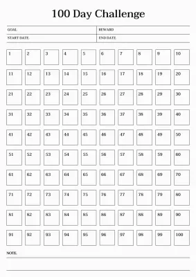 세리프체와 베이지색 배경이 있는 감성적인 100일 목표 달력