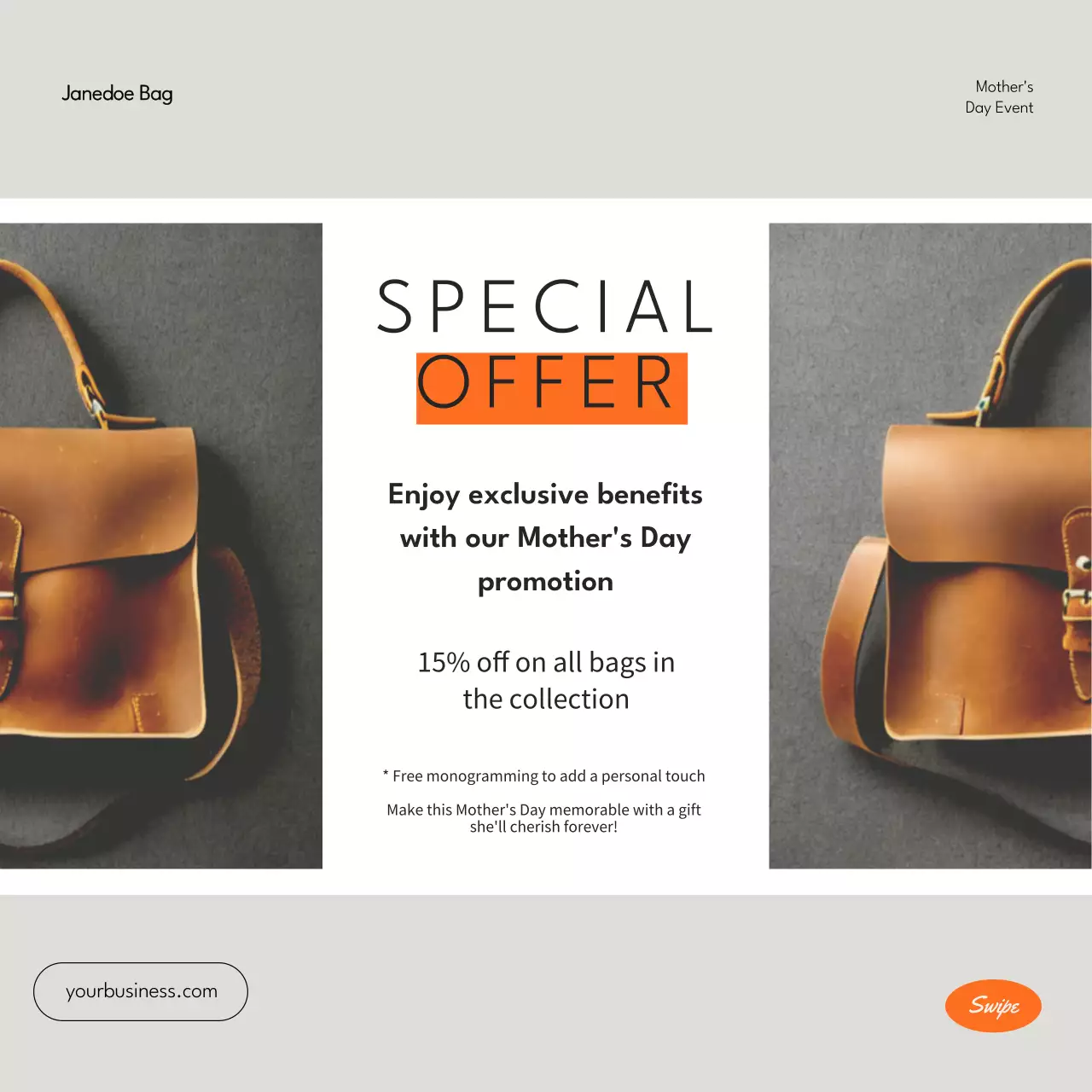 Orange Elegant Mother's Day Promotion Social Media Post