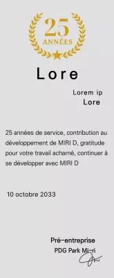 Plaque de longévité avec lauriers et étoiles en or