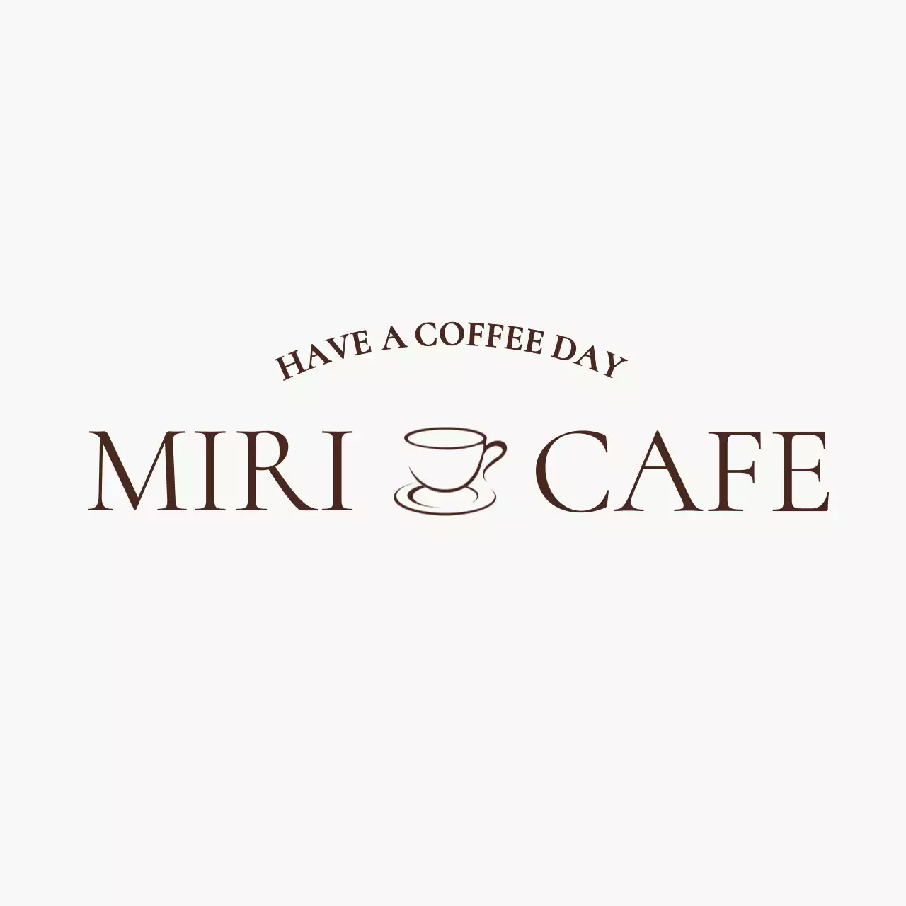 コーヒーのイラストをポイントにしたすっきりとしたシンプルな英文ロゴスタイルのカフェのロゴデザイン