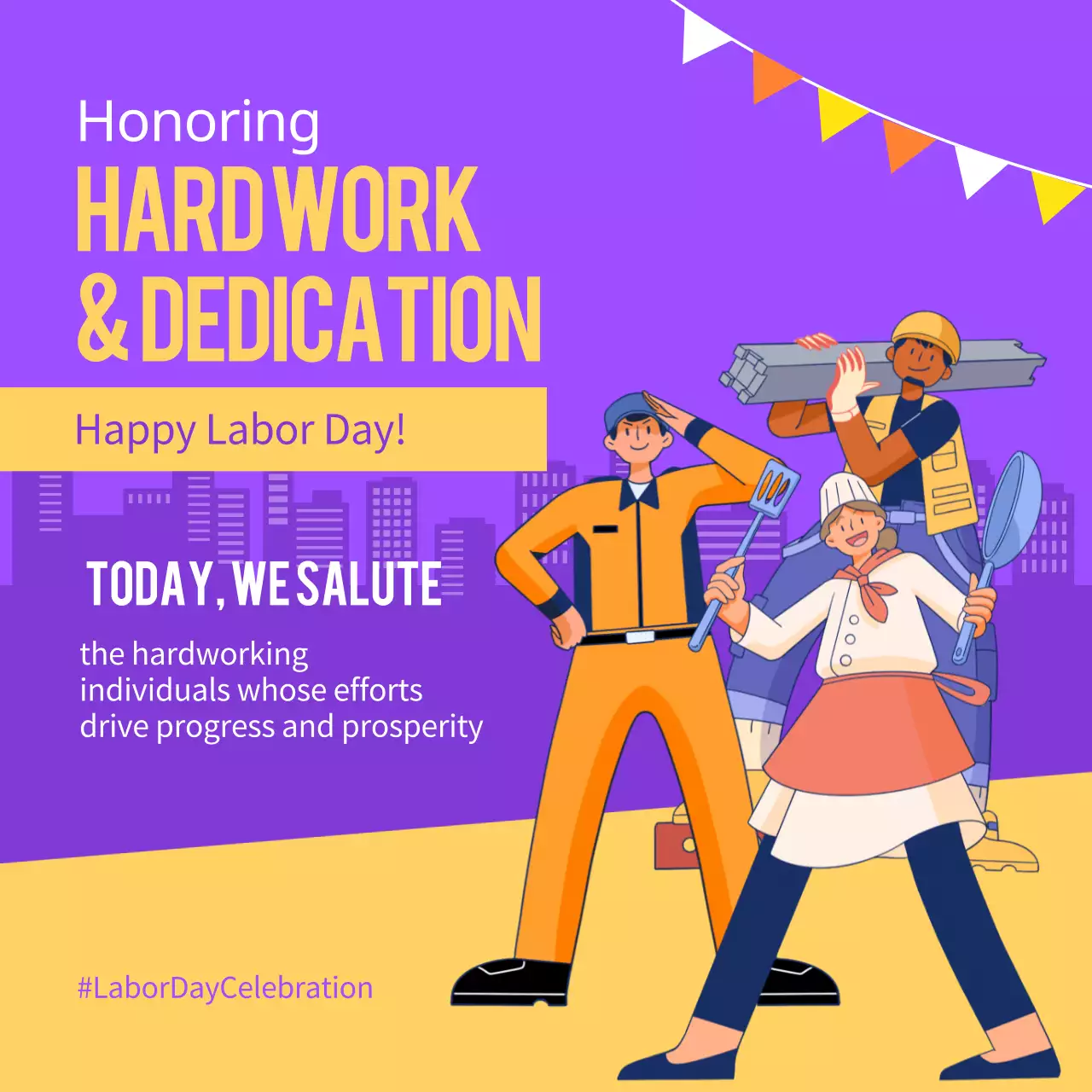 Purple Trendy Labor Announcement Social Media Post