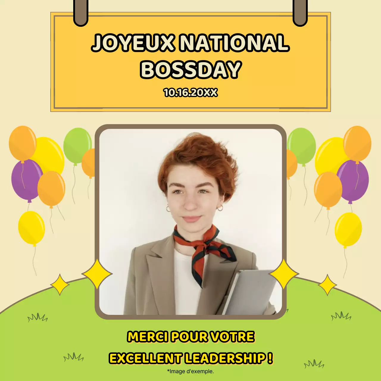 Avis de Happy Boss Day kitsch jaune et citron vert