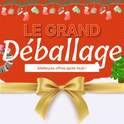 Publicité simple pour le lendemain de Noël en rouge et or