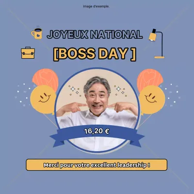 Avis simple bleu ciel et beige Happy Boss Day