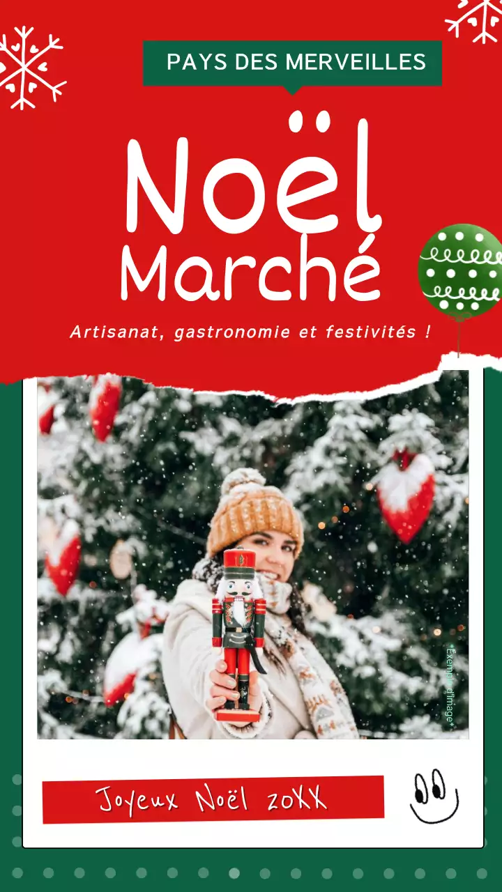 Publicité pour le marché de Noël classique rouge et vert