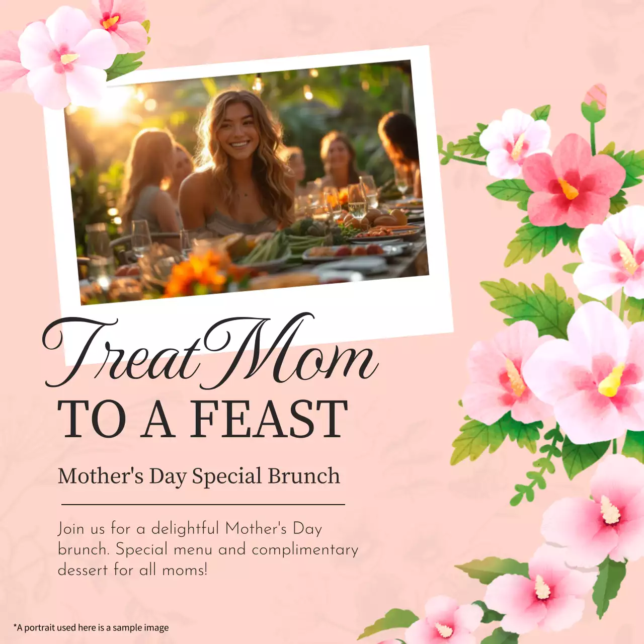 Pink Elegant Brunch Invitation Social Media Post