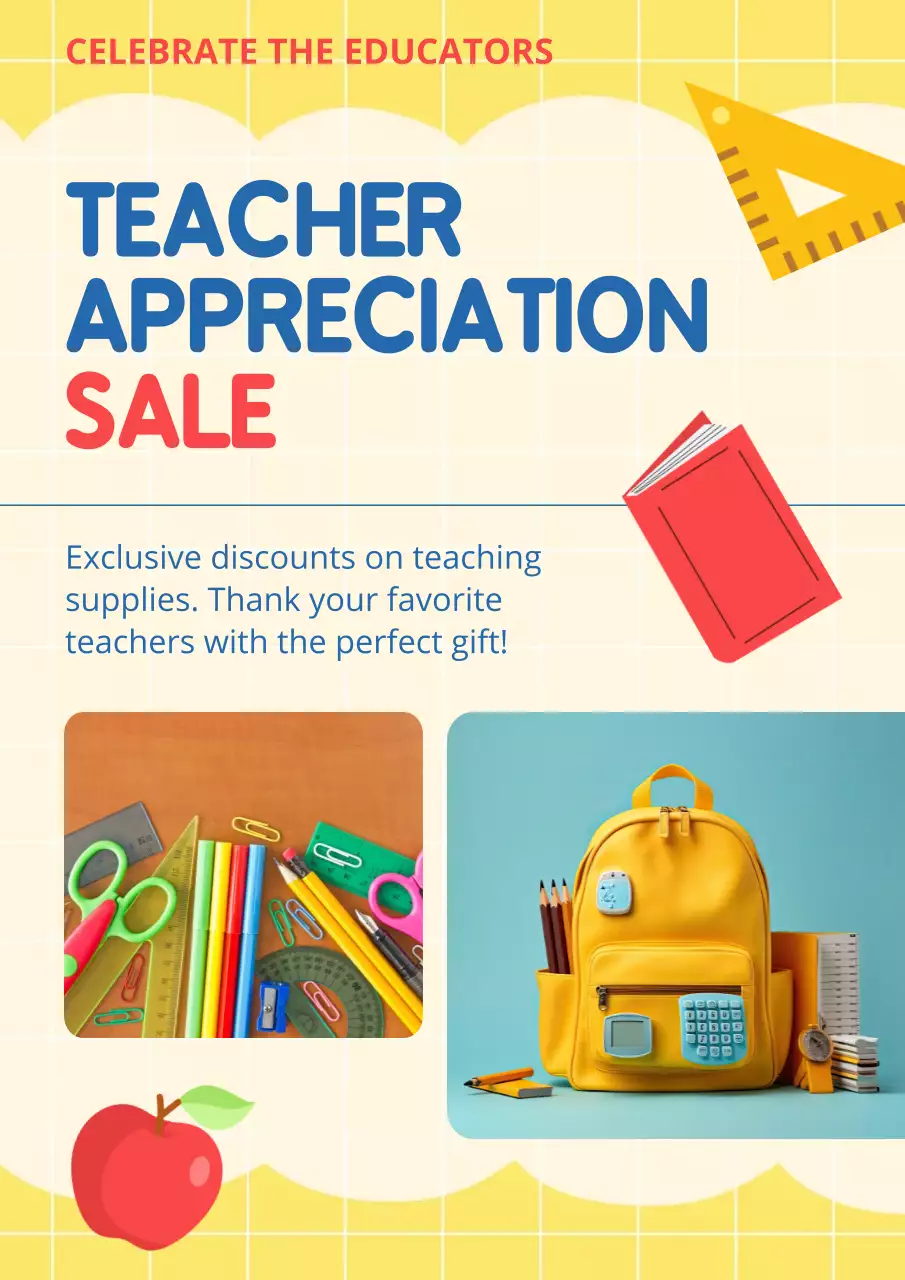 Yellow Modern Teacher Promotion Poster