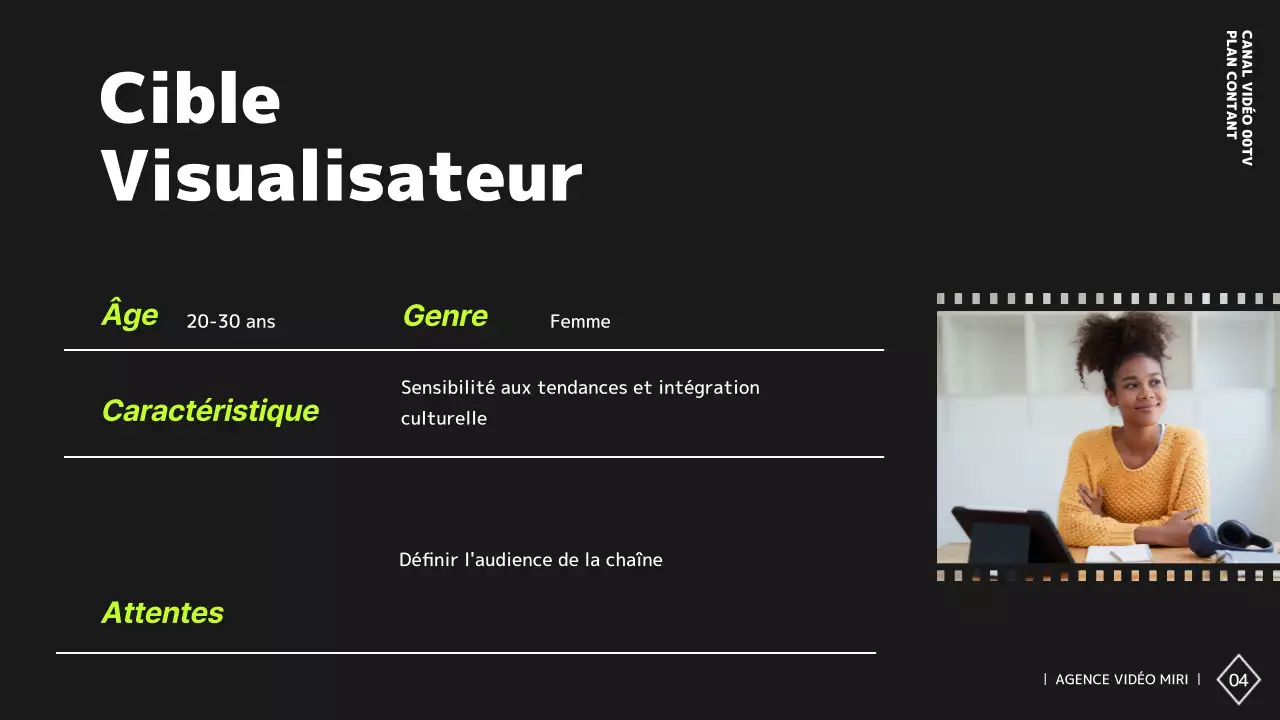 Plan de contenu d'une chaîne vidéo simple en noir et blanc