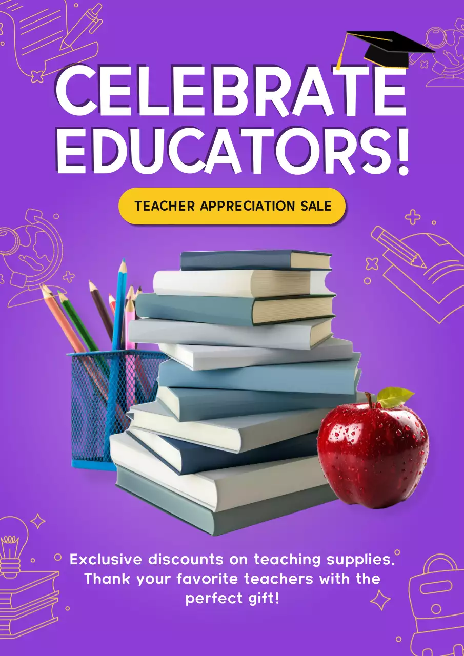 Purple Trendy Teacher Promotion Poster