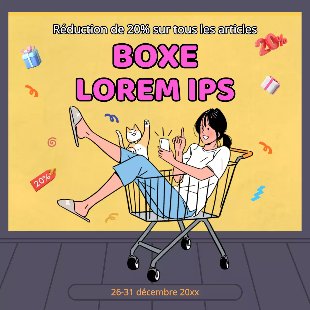 Jaune et rose vif Publicité tendance pour le lendemain de Noël