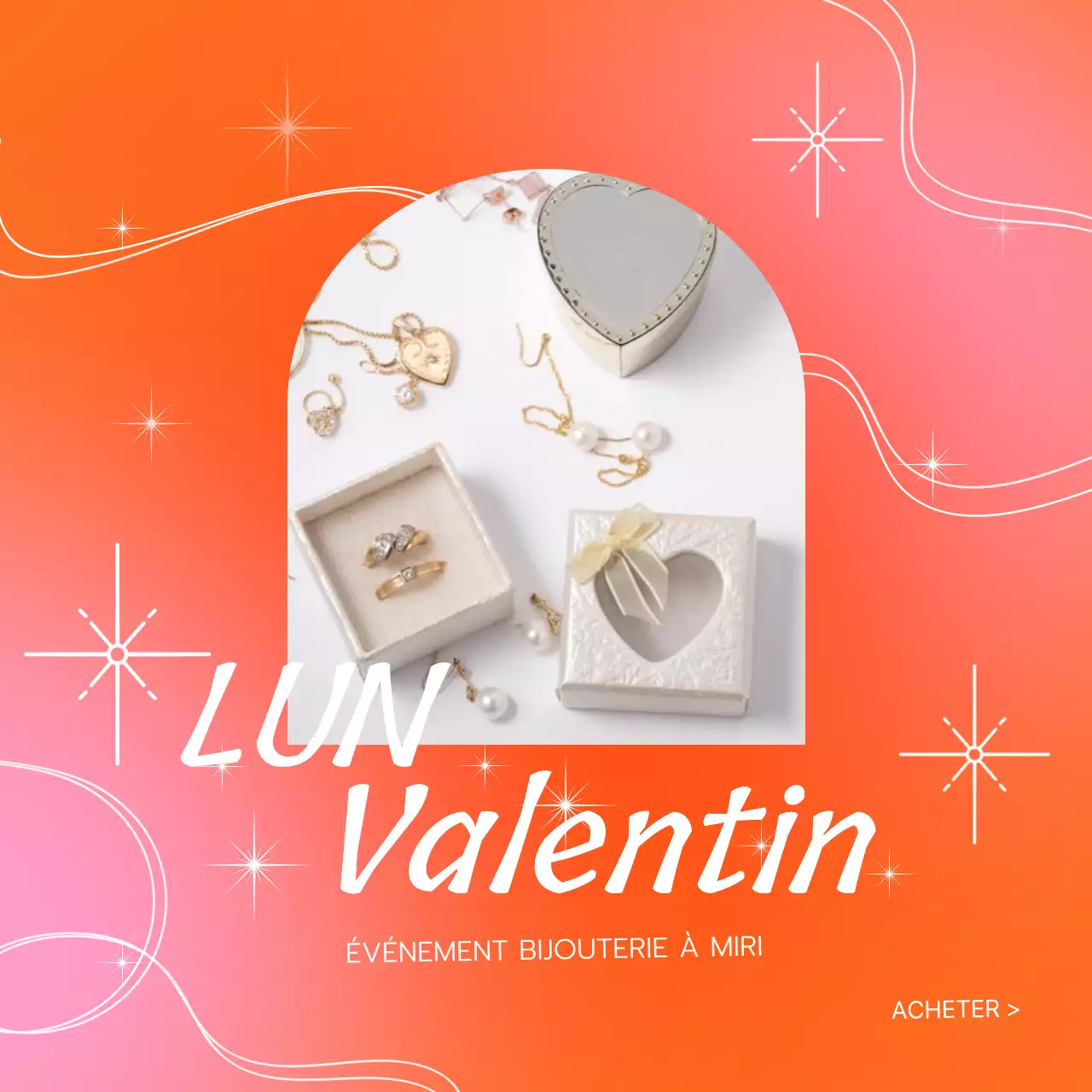 Publicité pop art pour les soldes de la Saint-Valentin en orange et rose