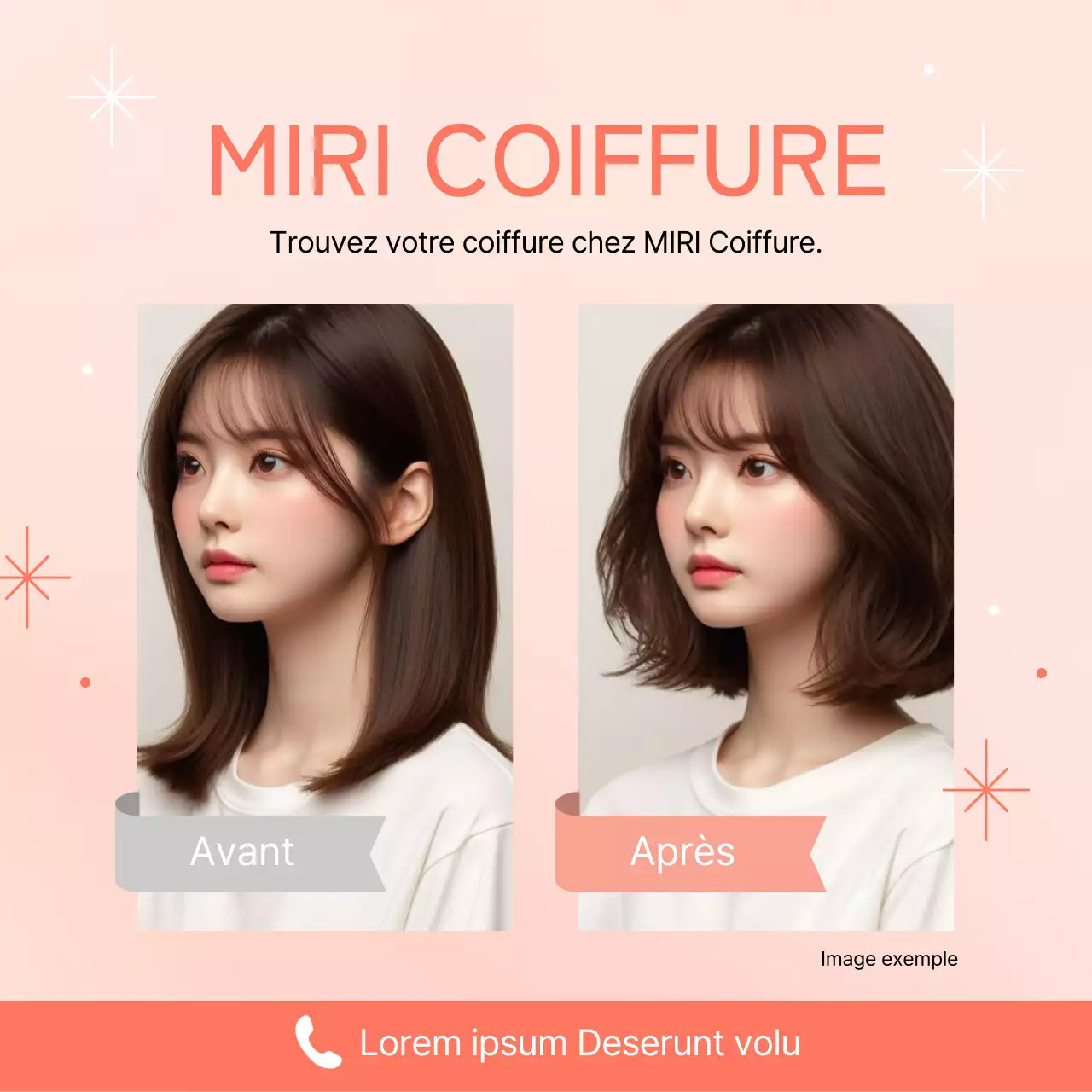 Poste promotionnel moderne pour un salon de coiffure, en orange et rose