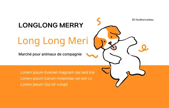 Conception promotionnelle avec illustrations de chiots et texte descriptif