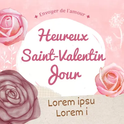 Publicité classique pour la Saint-Valentin en rose et blanc