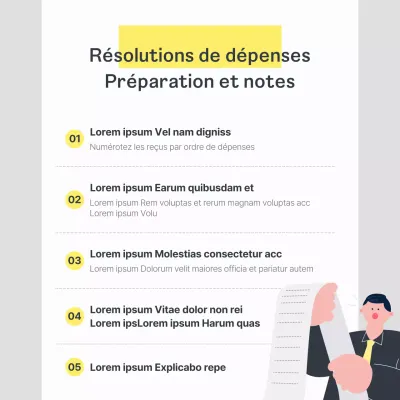 Guide des résolutions de dépenses simples en gris et jaune