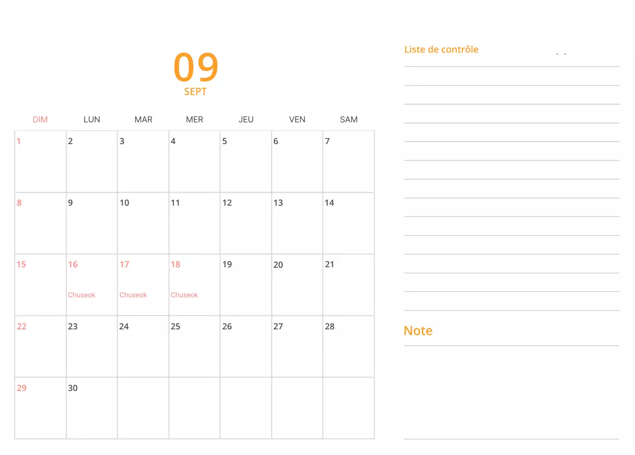 Calendrier de bureau illustré vert sur le thème de la famille