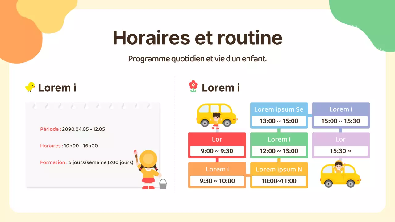 Présentation d'orientation pour la garderie jaune