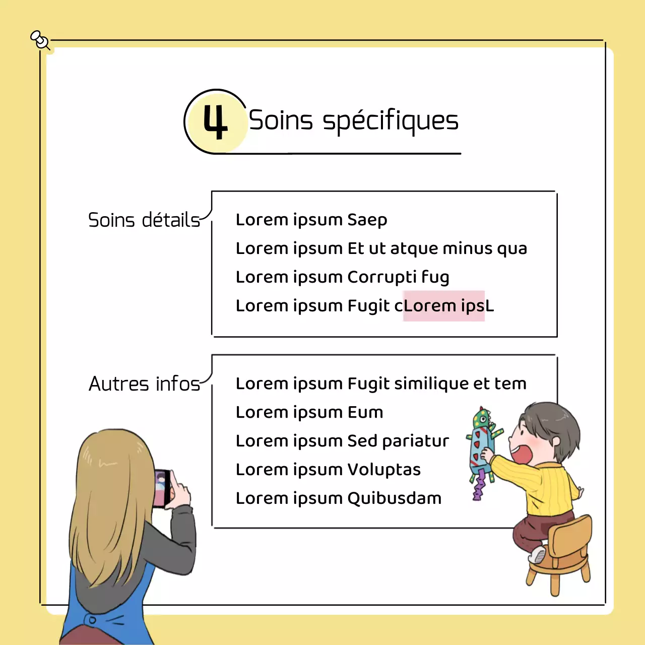 Petites annonces préscolaires mignonnes en jaune et rose
