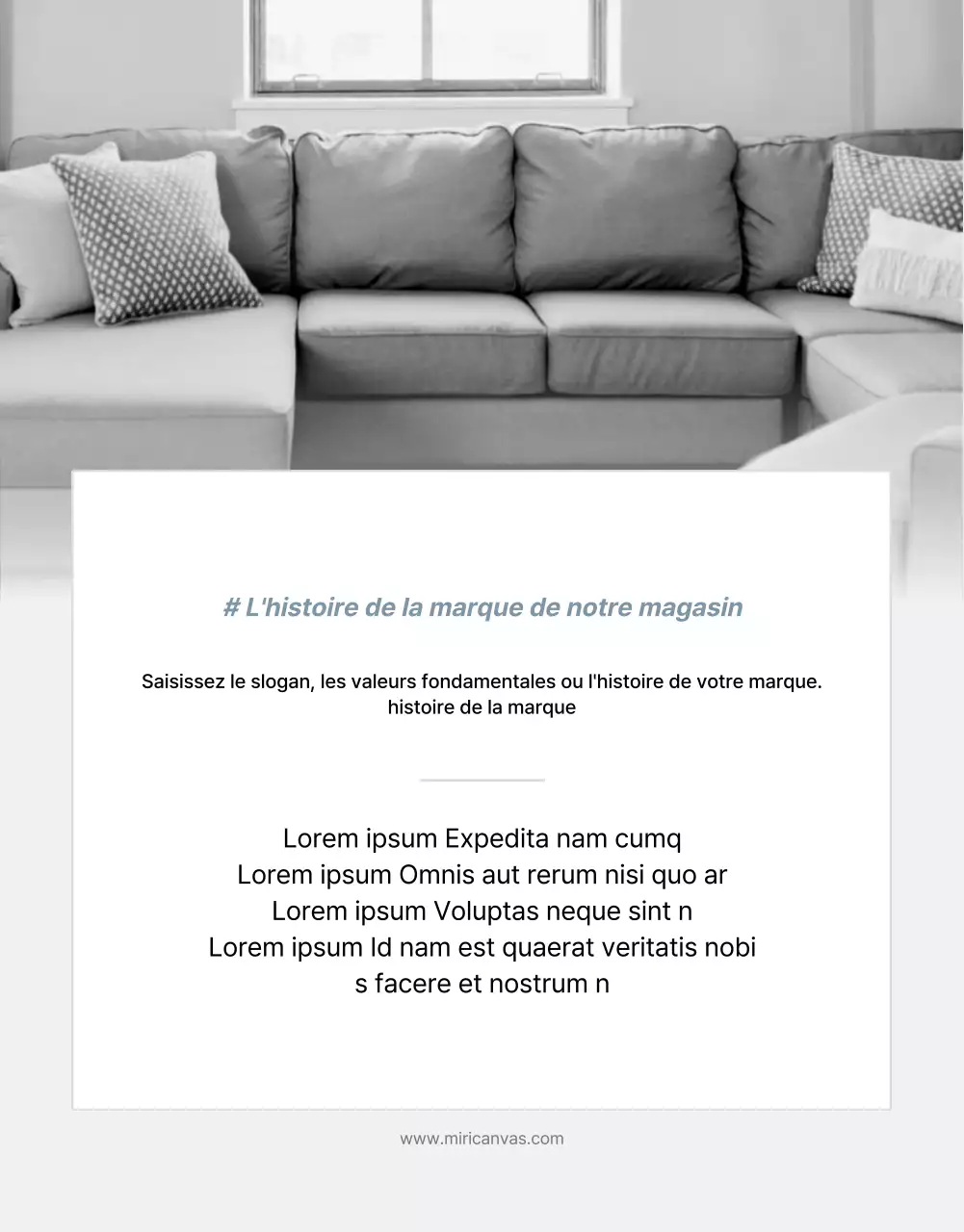 Promouvoir des produits pour vendre des meubles simples gris et bleus