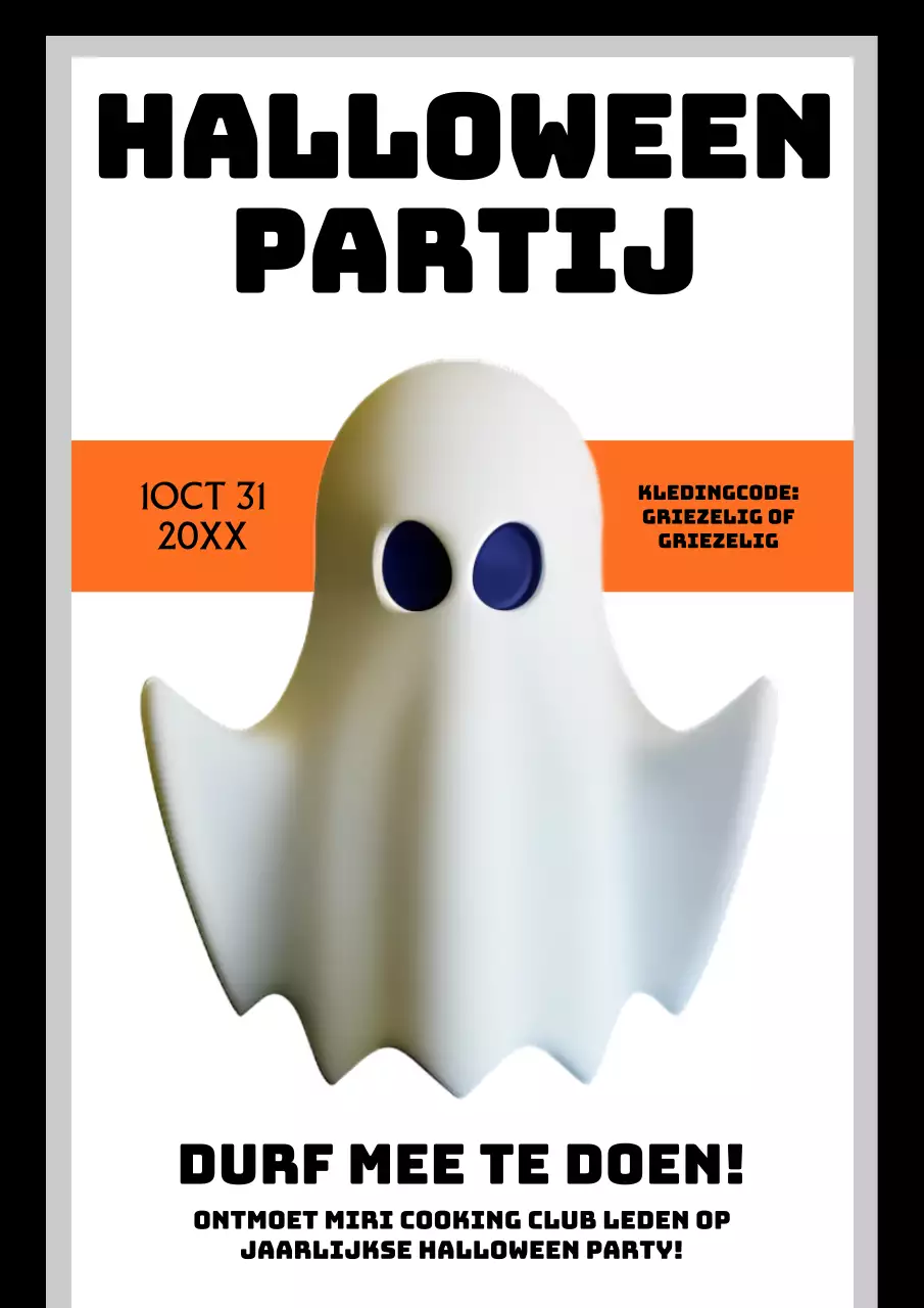 Witte en zwarte eenvoudige uitnodiging voor Halloweenfeest