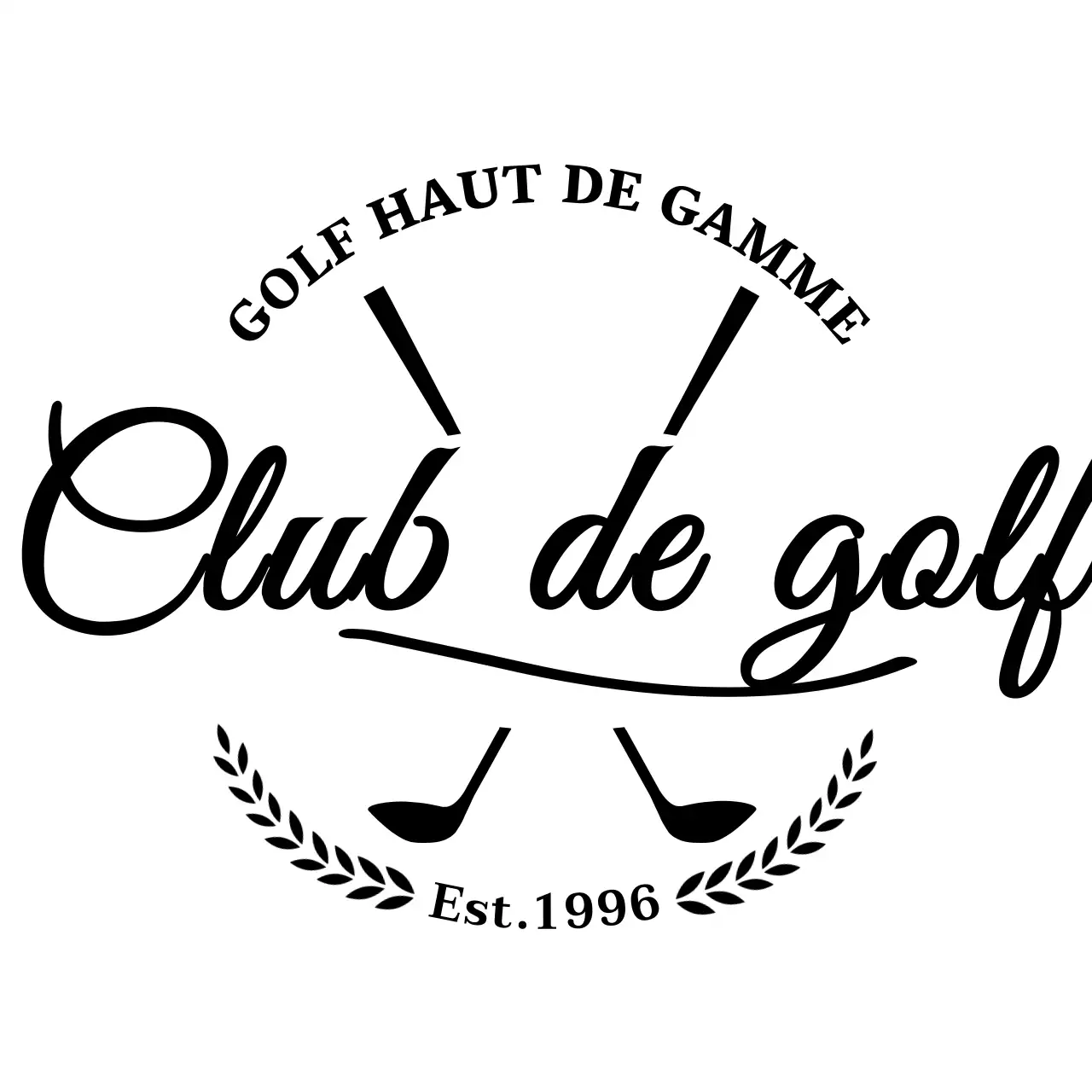Concept luxueux de club de golf avec illustration de club de golf et écriture manuscrite