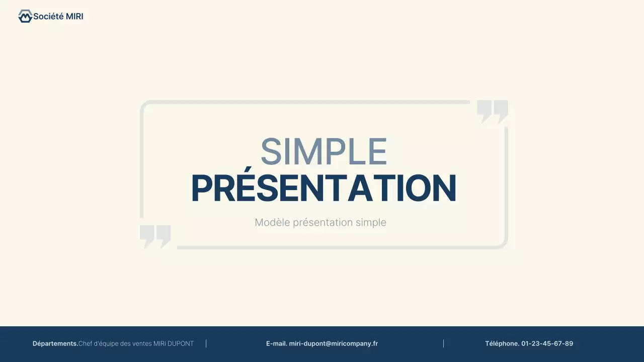 Rapport de présentation simple en bleu clair et bleu marine