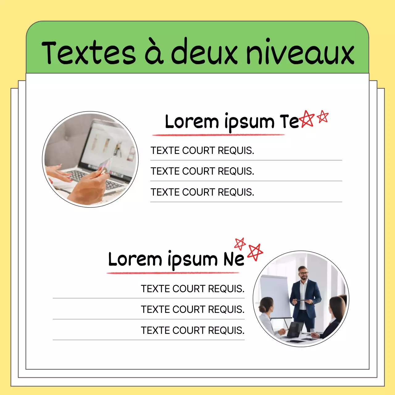 Conseils commerciaux simples en jaune et noir