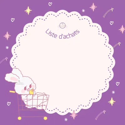 Bloc-notes mignon avec liste de courses en violet et rose