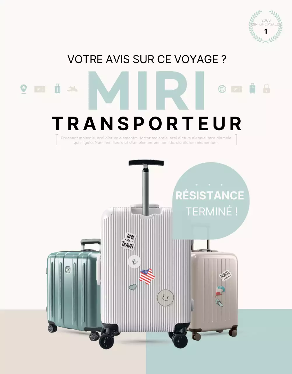 Promouvoir un produit de transport simple en menthe et ivoire