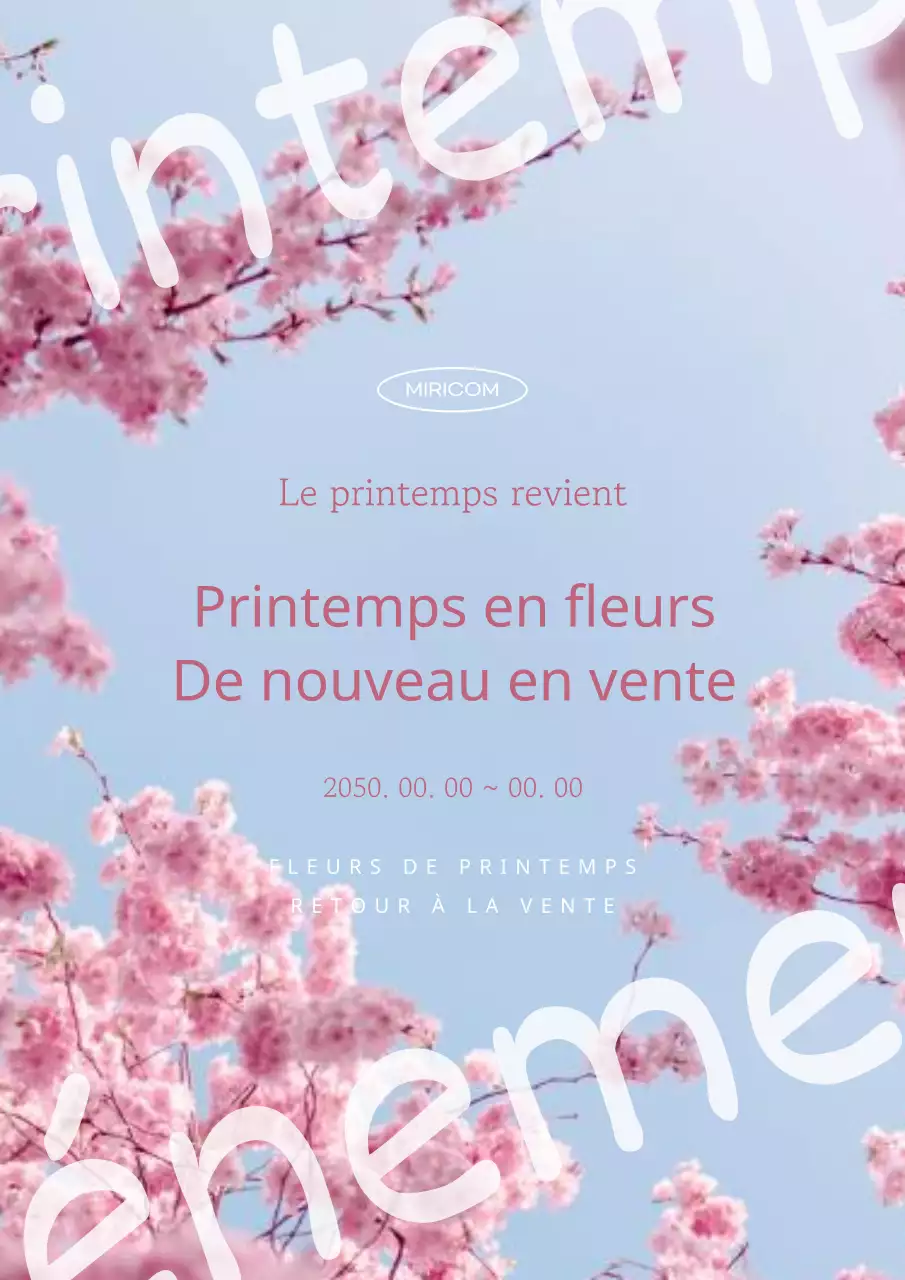 Promouvoir une simple vente de printemps en rose et bleu clair