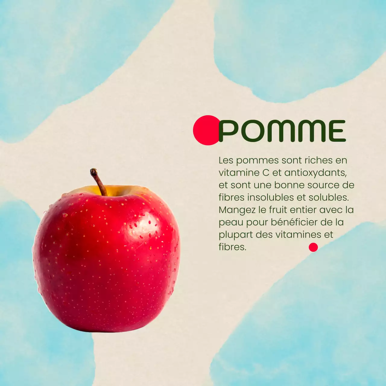 Publicité minimaliste pour les fruits de saison en beige et orange