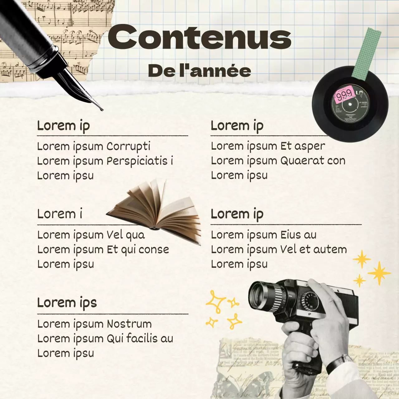 Poste de fin d'année personnel vintage en jaune et ivoire