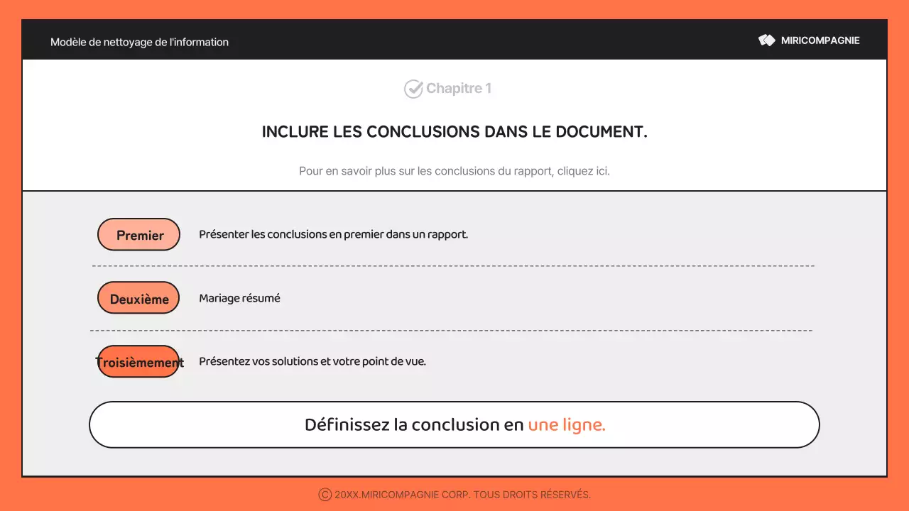 Un rapport simple, orange et noir, riche en informations
