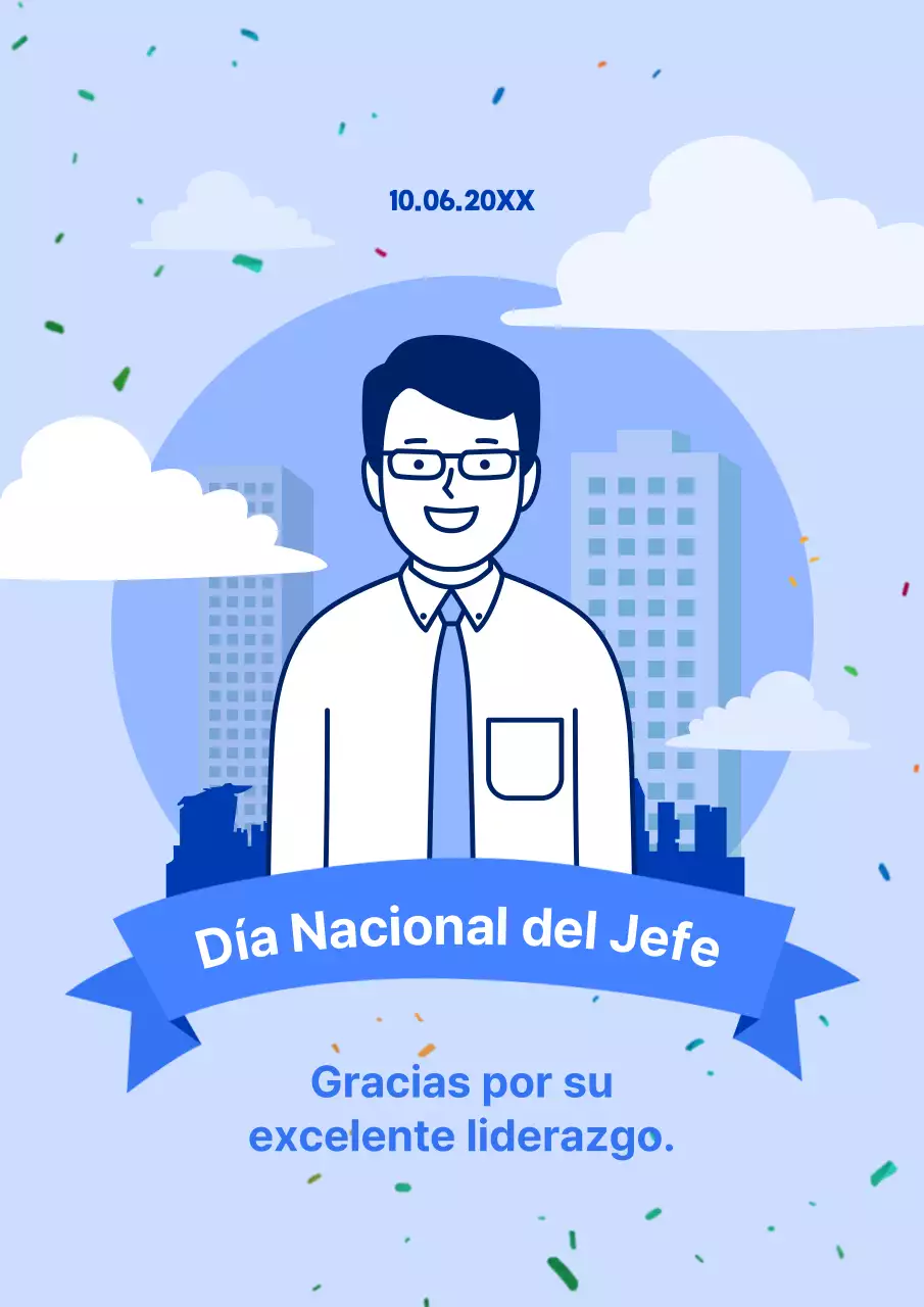 Blue simple Anuncio del Día Nacional del Jefe