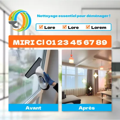 Publicité pour un service de nettoyage moderne en orange et bleu clair