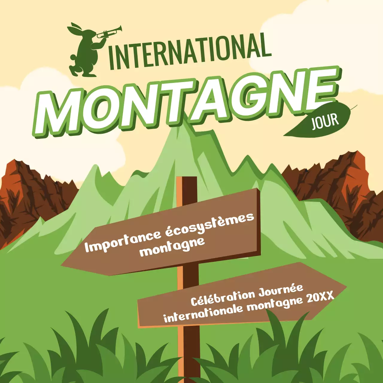 Publicité verte et brune pour la Journée internationale de la montagne