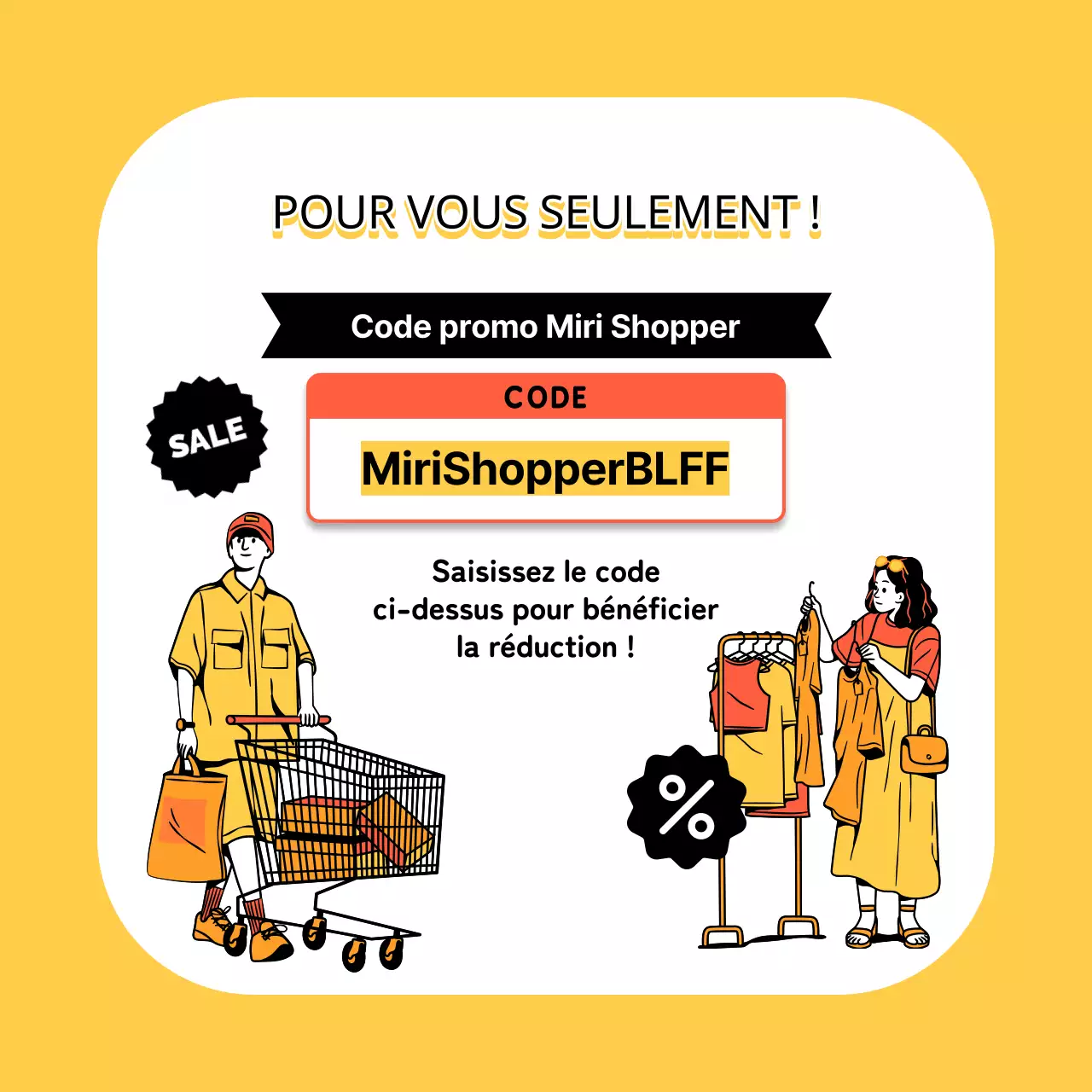 Annonce de bonnes affaires pour le vendredi noir en jaune et noir