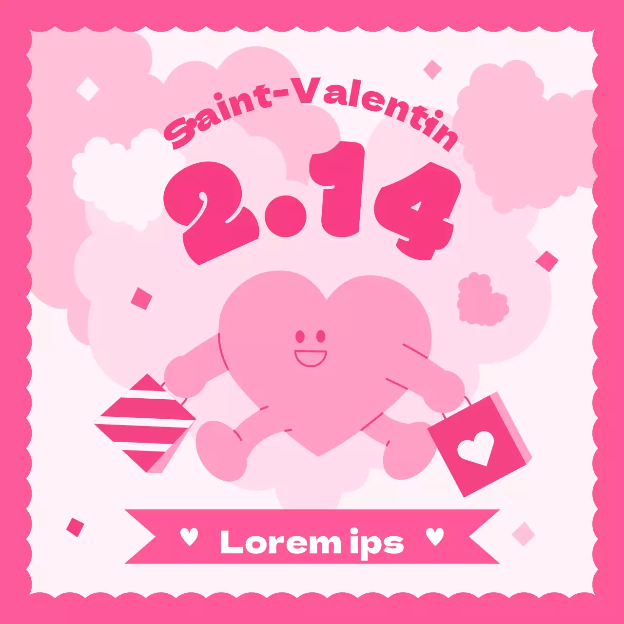 Une jolie publicité pour la Saint-Valentin en rose et bleu clair