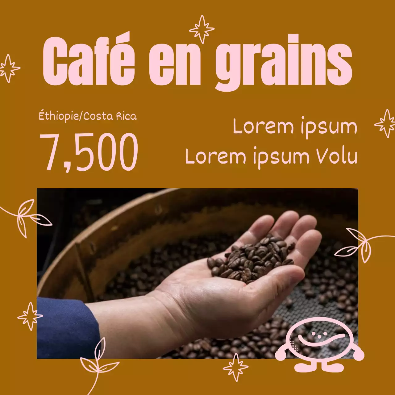 Une collection pop-art d'annonces de cafés en brun et rose Newsletter