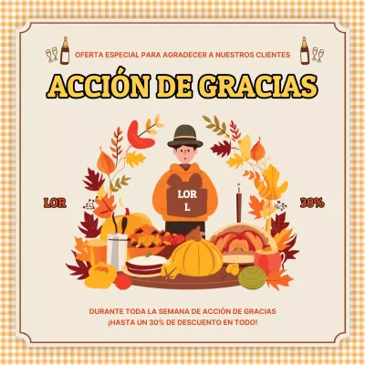 Publicidad de rebajas de Acción de Gracias sencilla en beige y amarillo