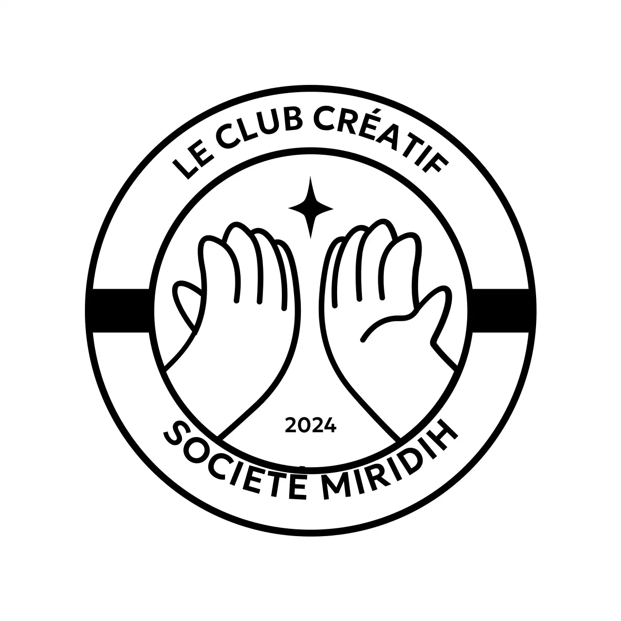 Logo estampillé avec des mains qui se donnent la main