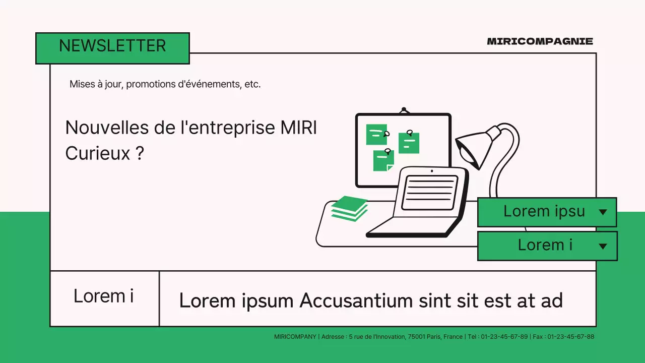 A propos de la lettre d'information mensuelle verte et moderne de l'entreprise
