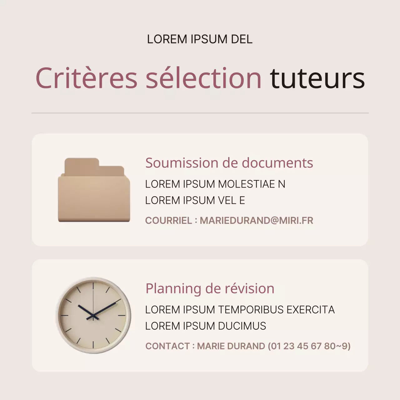Un simple avis de recrutement de tuteurs de couleur marron et beige