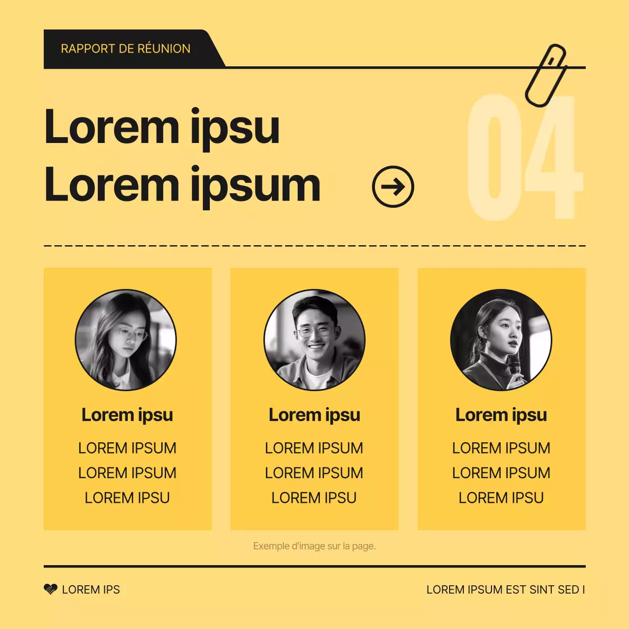 Un simple rapport jaune et noir sur les résultats de la réunion