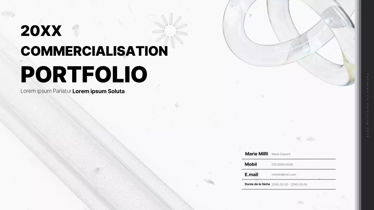 Portefeuille minimaliste en noir et blanc d'un spécialiste du marketing de carrière