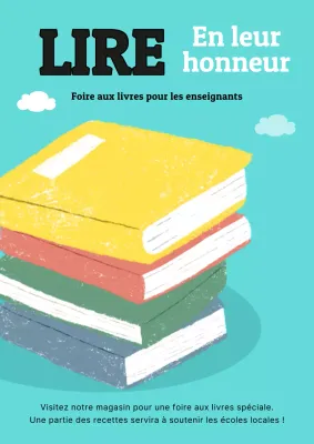 Annonce de l'événement de lecture de la Journée des enseignants en bleu et jaune Charmant