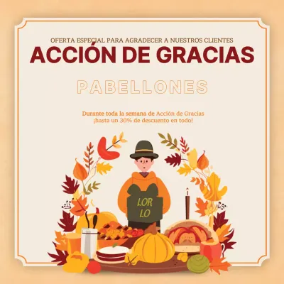 Publicidad de rebajas de Acción de Gracias sencilla en beige y naranja