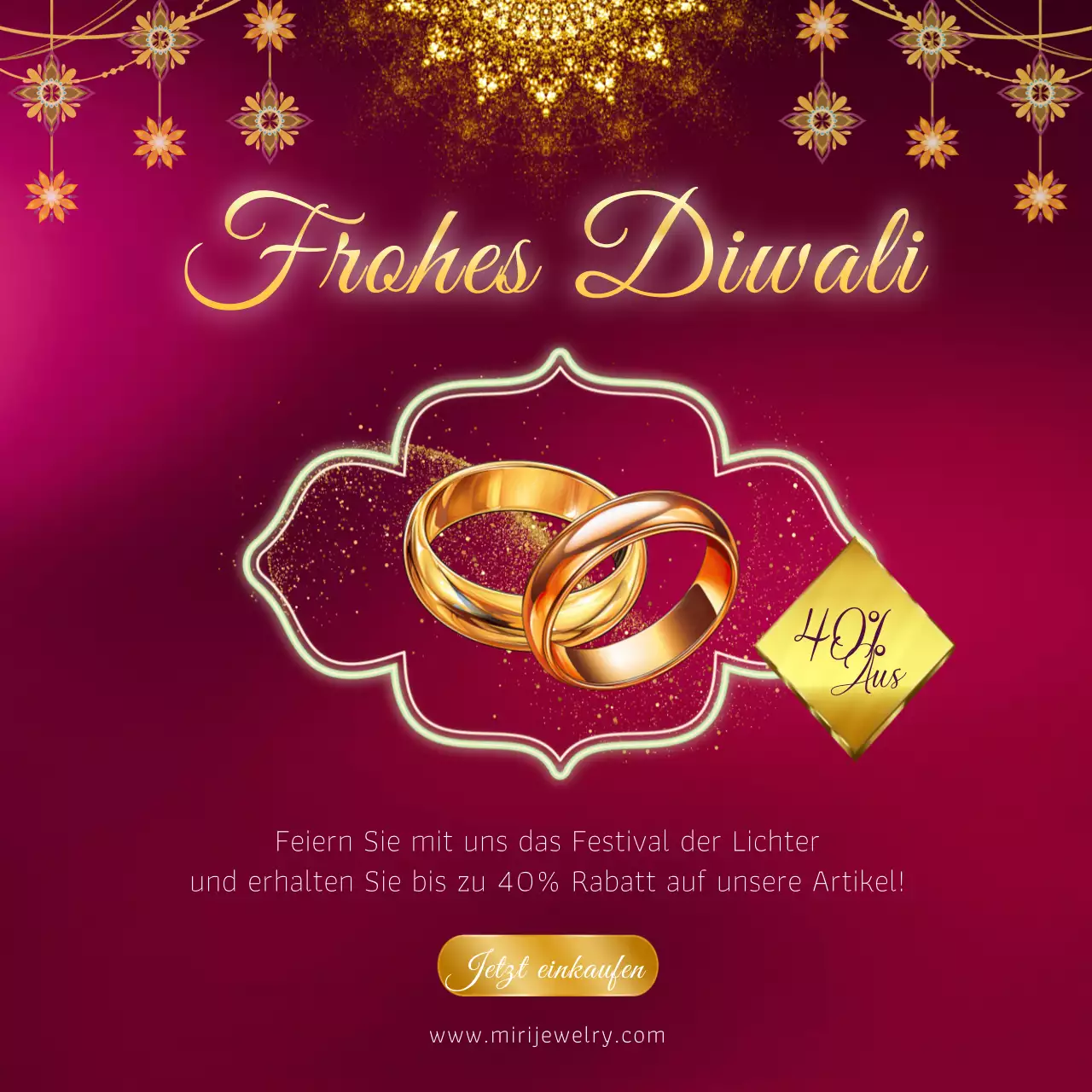 Rote und goldene elegante Diwali Sale Anzeige