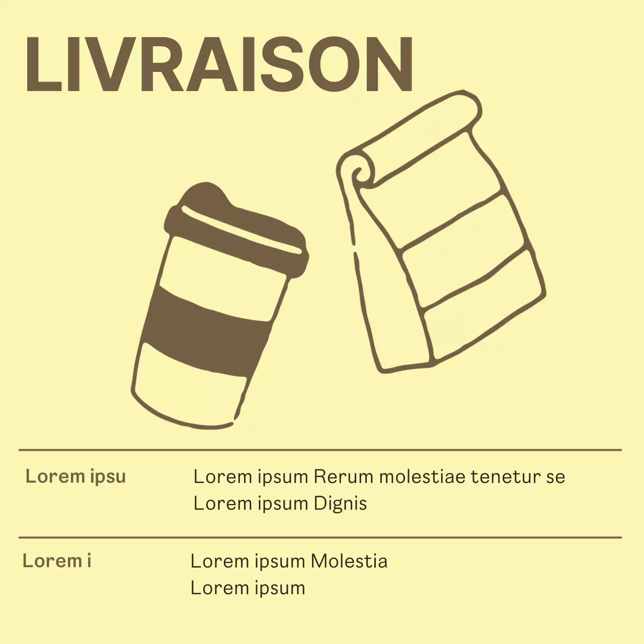 Avis simple de café en jaune et marron