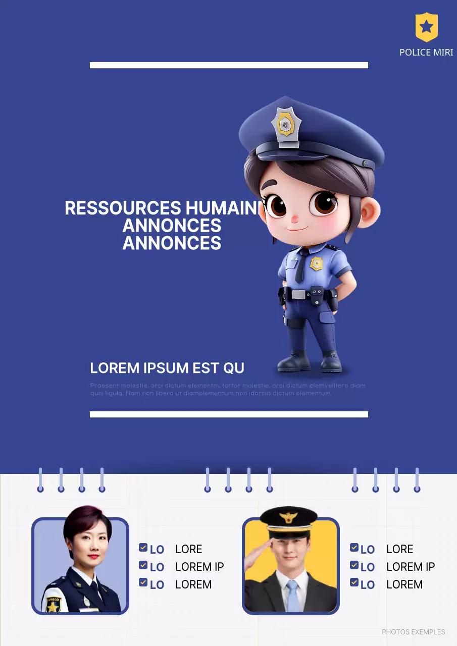 Annonce des promotions de la police en bleu et jaune